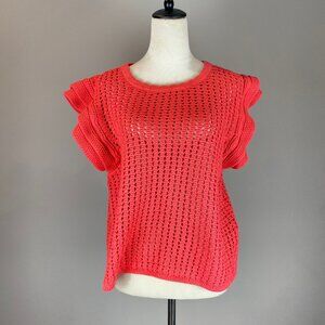 NWT Gap Crochet Flutter Sleeve Top Women's Size XL